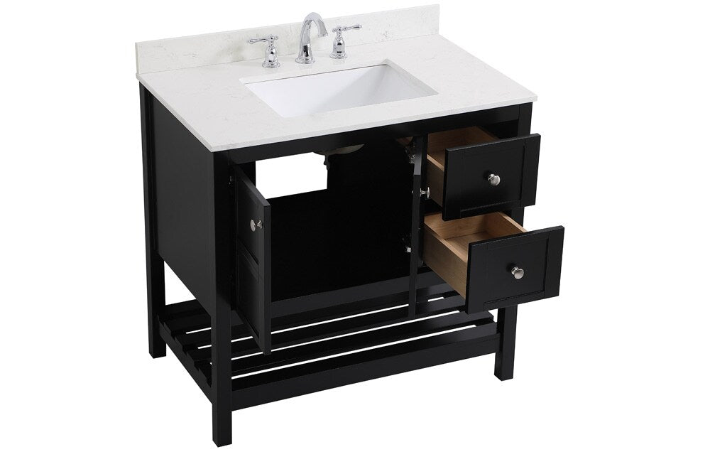 Elegant Furniture & Lighting - Theo 36 inch Single Bathroom Vanity in Black with Backsplash - VF16436BK-BS veiw 15