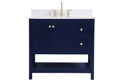Elegant Furniture & Lighting - Theo 36 inch Single Bathroom Vanity in Blue with Backsplash - VF16436BL-BS veiw 1