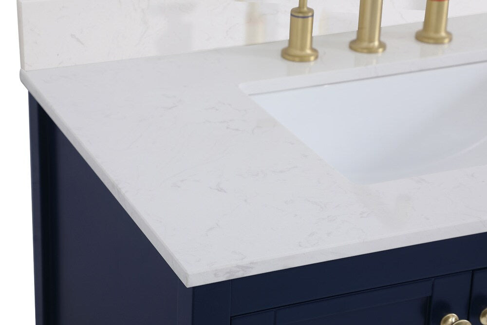 Elegant Furniture & Lighting - Theo 36 inch Single Bathroom Vanity in Blue with Backsplash - VF16436BL-BS veiw 3