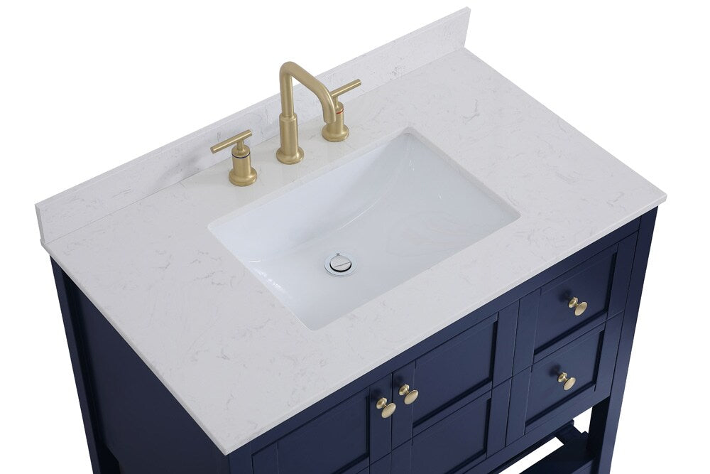 Elegant Furniture & Lighting - Theo 36 inch Single Bathroom Vanity in Blue with Backsplash - VF16436BL-BS veiw 4