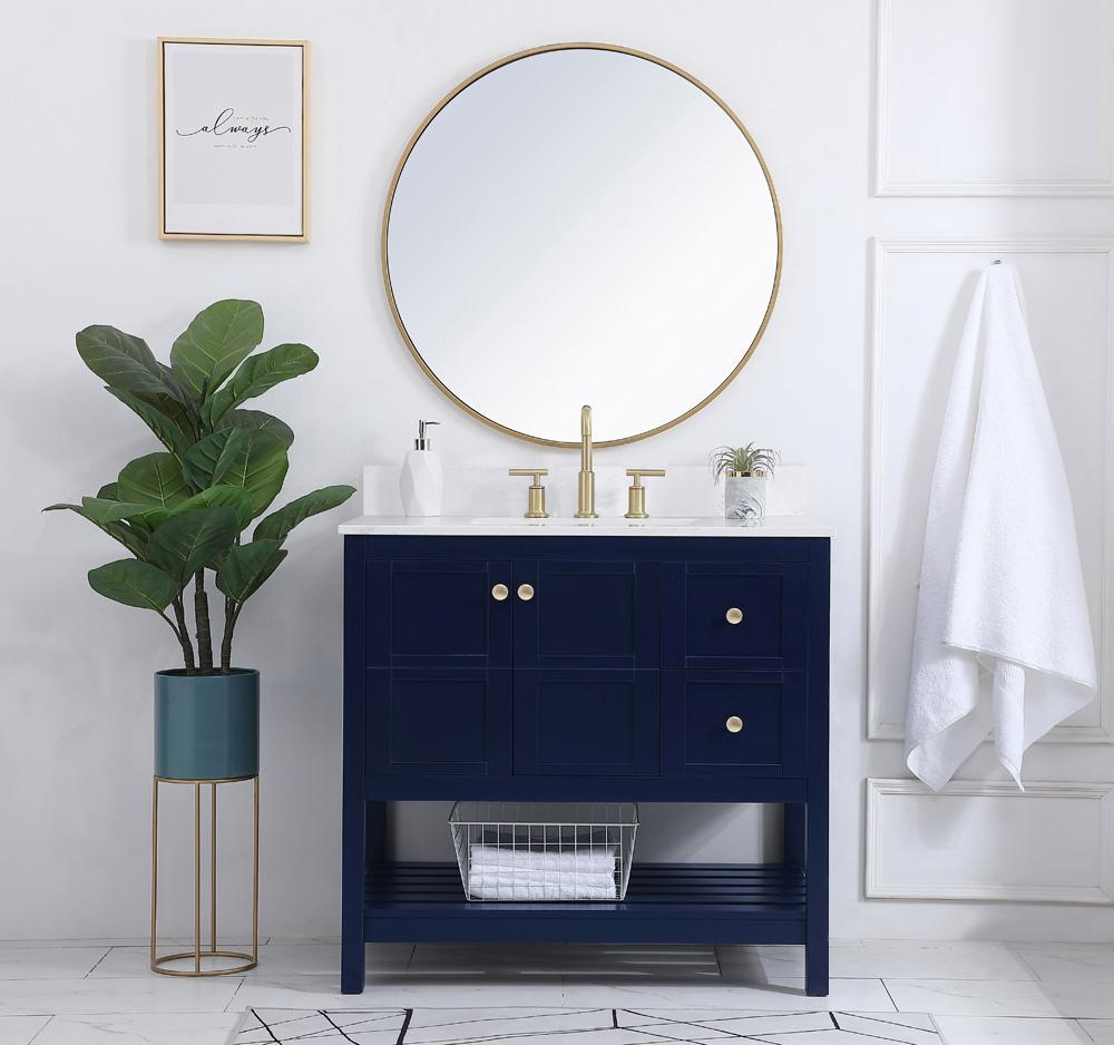 Elegant Furniture & Lighting - Theo 36 inch Single Bathroom Vanity in Blue with Backsplash - VF16436BL-BS veiw 10