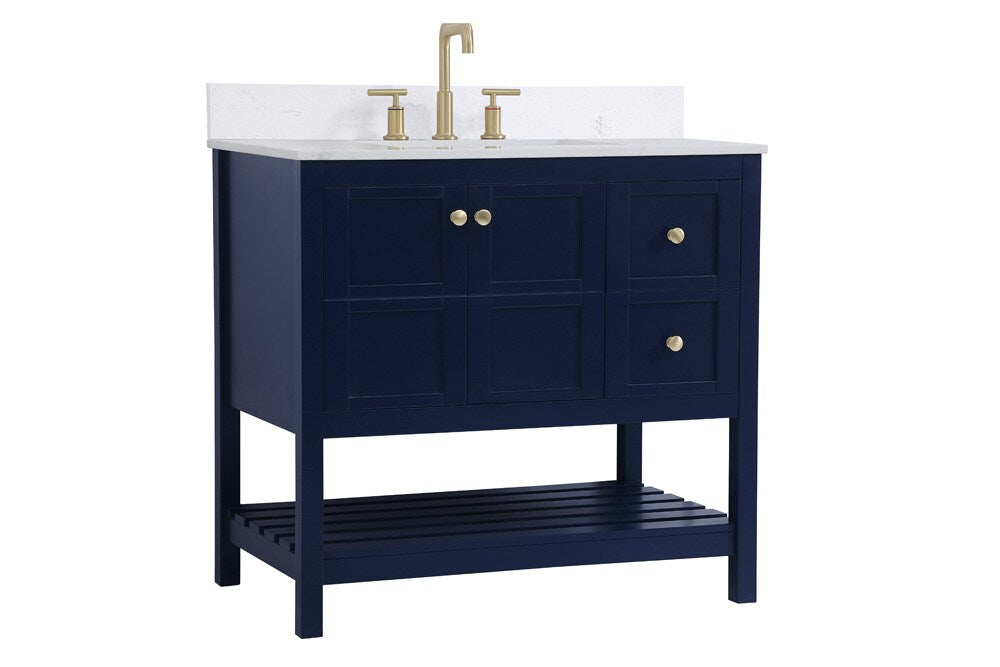 Elegant Furniture & Lighting - Theo 36 inch Single Bathroom Vanity in Blue with Backsplash - VF16436BL-BS veiw 13
