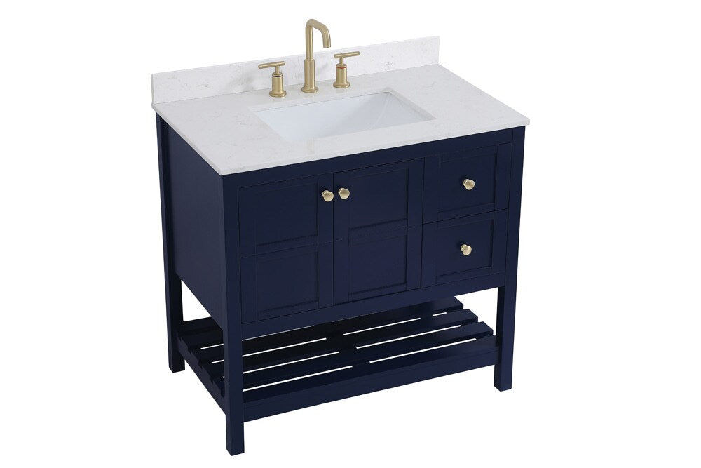 Elegant Furniture & Lighting - Theo 36 inch Single Bathroom Vanity in Blue with Backsplash - VF16436BL-BS veiw 14