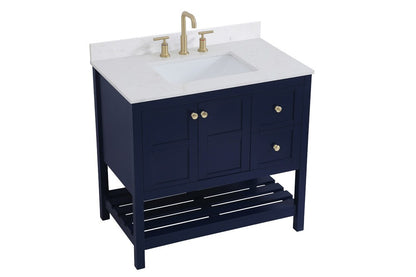 Elegant Furniture & Lighting - Theo 36 inch Single Bathroom Vanity in Blue with Backsplash - VF16436BL-BS veiw 14