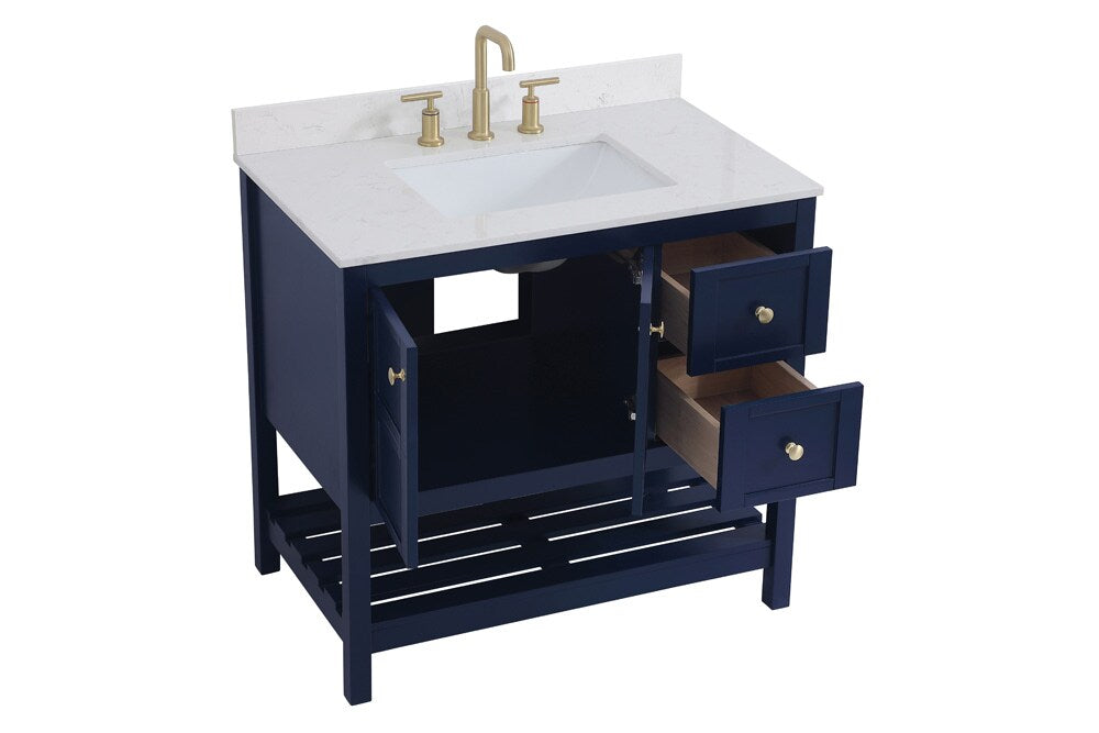 Elegant Furniture & Lighting - Theo 36 inch Single Bathroom Vanity in Blue with Backsplash - VF16436BL-BS veiw 15