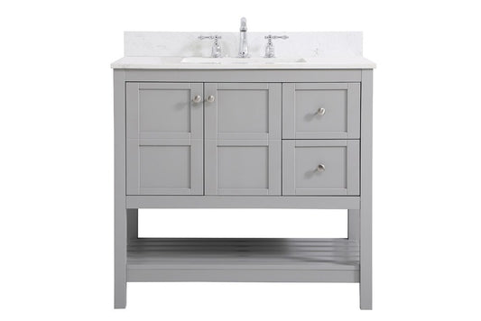 Elegant Furniture & Lighting - Theo 36 inch Single Bathroom Vanity in Gray with Backsplash - VF16436GR-BS veiw 1
