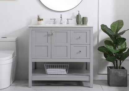 Elegant Furniture & Lighting - Theo 36 inch Single Bathroom Vanity in Gray with Backsplash - VF16436GR-BS veiw 2