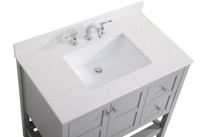 Elegant Furniture & Lighting - Theo 36 inch Single Bathroom Vanity in Gray with Backsplash - VF16436GR-BS veiw 4