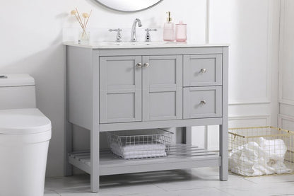 Elegant Furniture & Lighting - Theo 36 inch Single Bathroom Vanity in Gray with Backsplash - VF16436GR-BS veiw 8