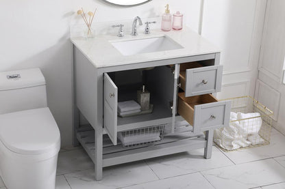 Elegant Furniture & Lighting - Theo 36 inch Single Bathroom Vanity in Gray with Backsplash - VF16436GR-BS veiw 9