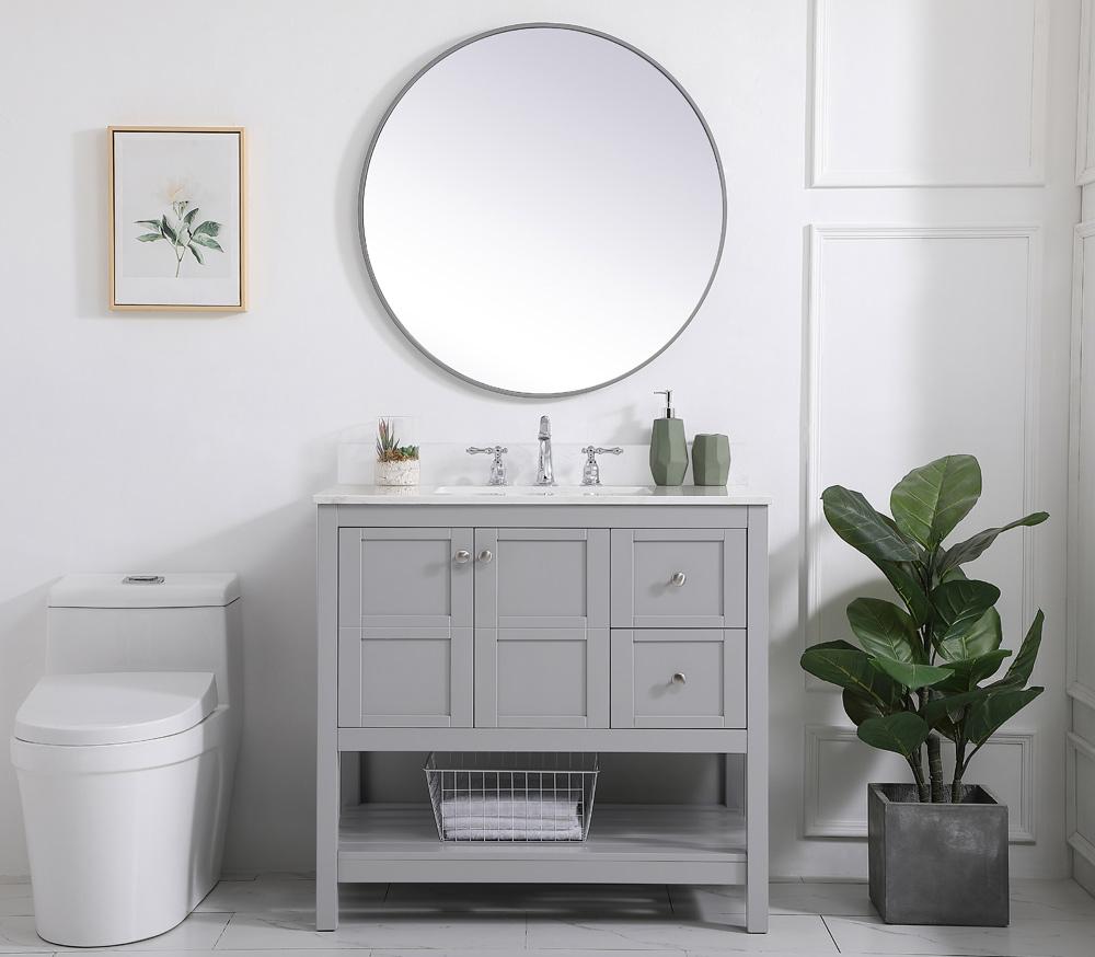 Elegant Furniture & Lighting - Theo 36 inch Single Bathroom Vanity in Gray with Backsplash - VF16436GR-BS veiw 10