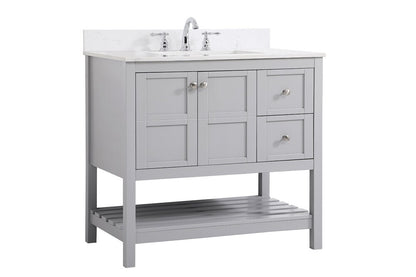 Elegant Furniture & Lighting - Theo 36 inch Single Bathroom Vanity in Gray with Backsplash - VF16436GR-BS veiw 13