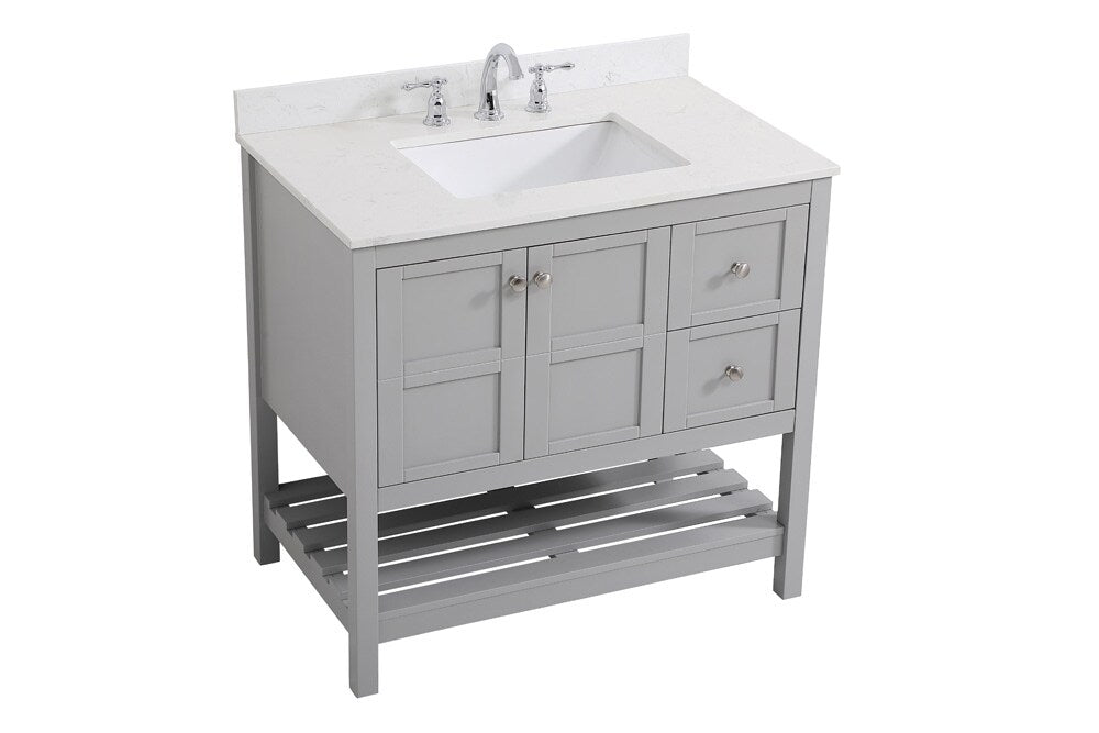 Elegant Furniture & Lighting - Theo 36 inch Single Bathroom Vanity in Gray with Backsplash - VF16436GR-BS veiw 14