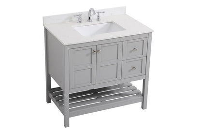 Elegant Furniture & Lighting - Theo 36 inch Single Bathroom Vanity in Gray with Backsplash - VF16436GR-BS veiw 14