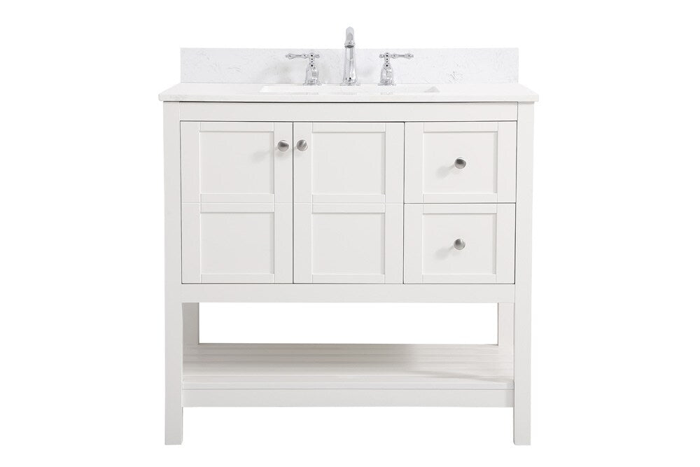 Elegant Furniture & Lighting - Theo 36 inch Single Bathroom Vanity in White with Backsplash - VF16436WH-BS veiw 1