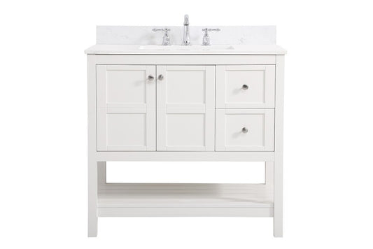 Elegant Furniture & Lighting - Theo 36 inch Single Bathroom Vanity in White with Backsplash - VF16436WH-BS veiw 1