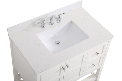 Elegant Furniture & Lighting - Theo 36 inch Single Bathroom Vanity in White with Backsplash - VF16436WH-BS veiw 3