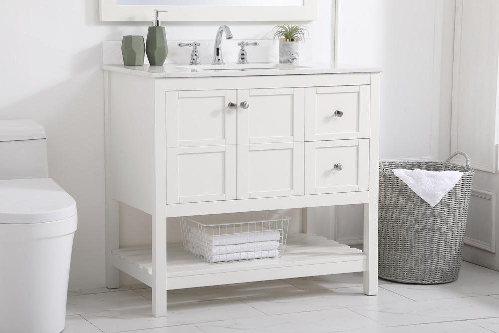 Elegant Furniture & Lighting - Theo 36 inch Single Bathroom Vanity in White with Backsplash - VF16436WH-BS veiw 8