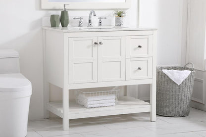 Elegant Furniture & Lighting - Theo 36 inch Single Bathroom Vanity in White with Backsplash - VF16436WH-BS veiw 8