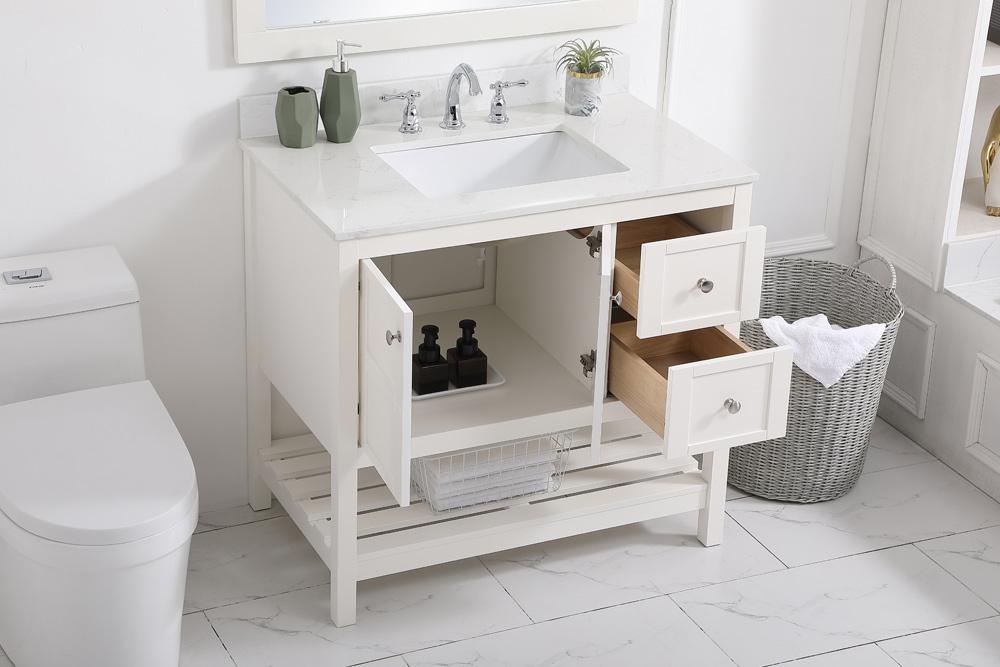 Elegant Furniture & Lighting - Theo 36 inch Single Bathroom Vanity in White with Backsplash - VF16436WH-BS veiw 9