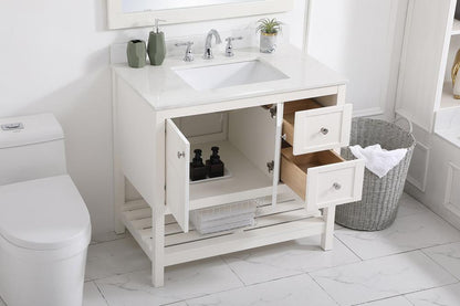 Elegant Furniture & Lighting - Theo 36 inch Single Bathroom Vanity in White with Backsplash - VF16436WH-BS veiw 9