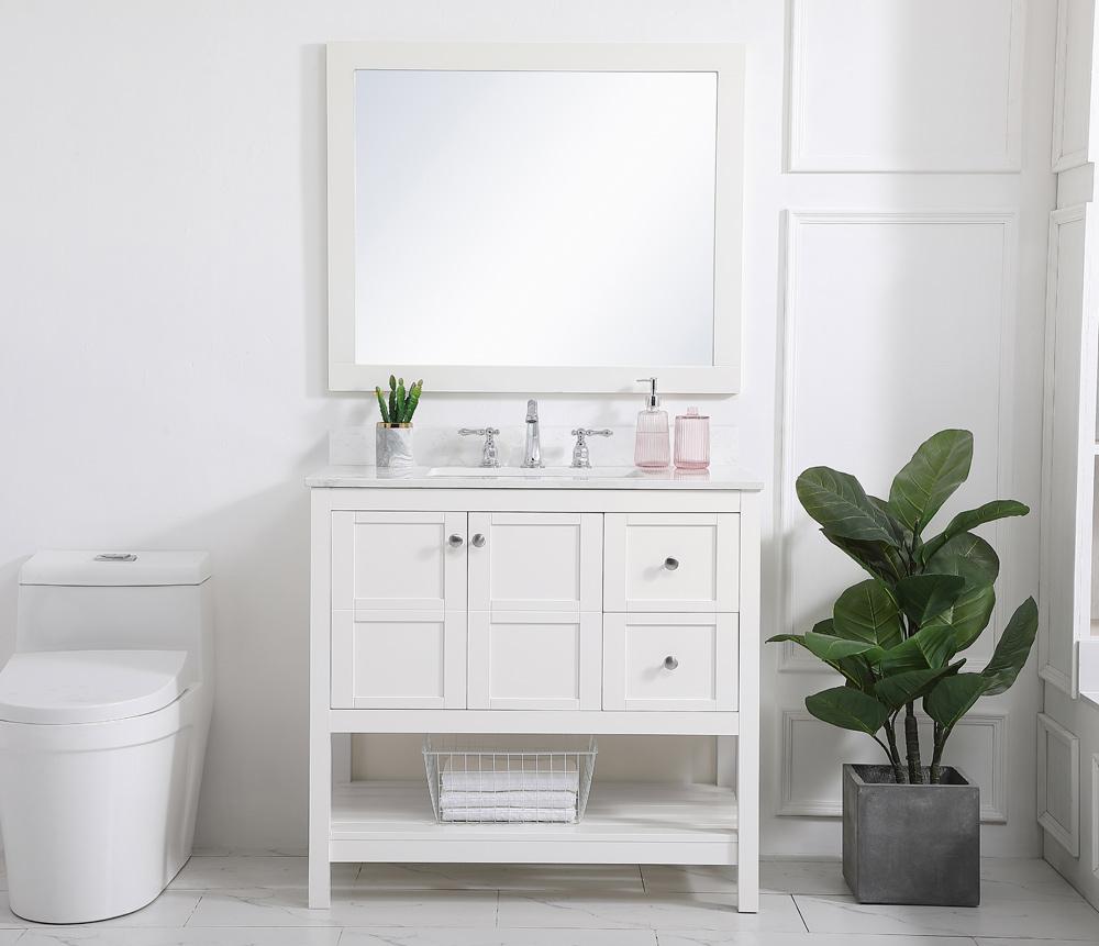 Elegant Furniture & Lighting - Theo 36 inch Single Bathroom Vanity in White with Backsplash - VF16436WH-BS veiw 10