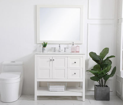 Elegant Furniture & Lighting - Theo 36 inch Single Bathroom Vanity in White with Backsplash - VF16436WH-BS veiw 10