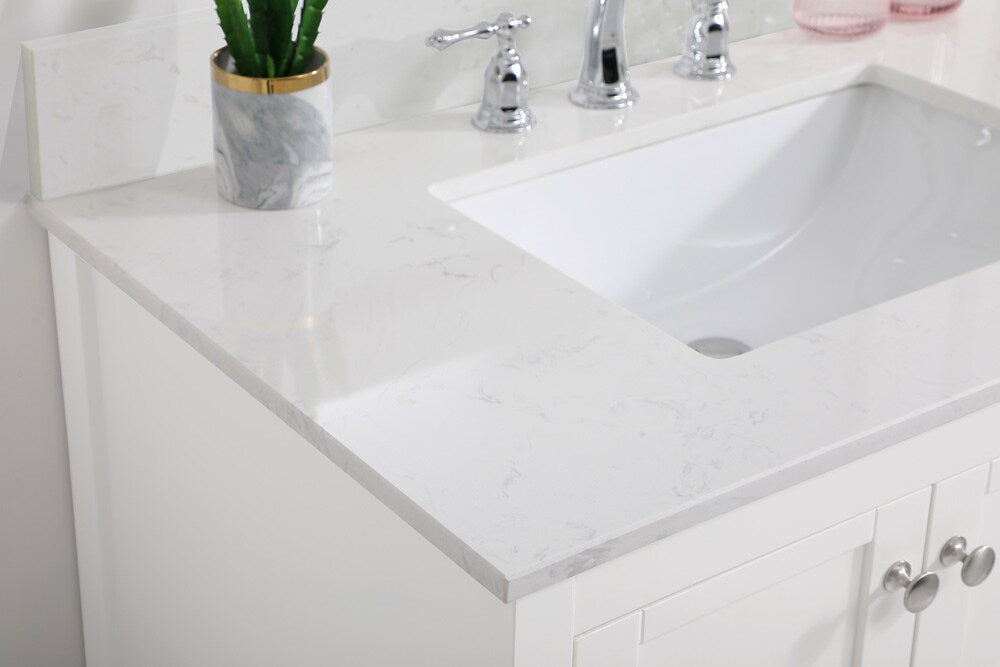 Elegant Furniture & Lighting - Theo 36 inch Single Bathroom Vanity in White with Backsplash - VF16436WH-BS veiw 11