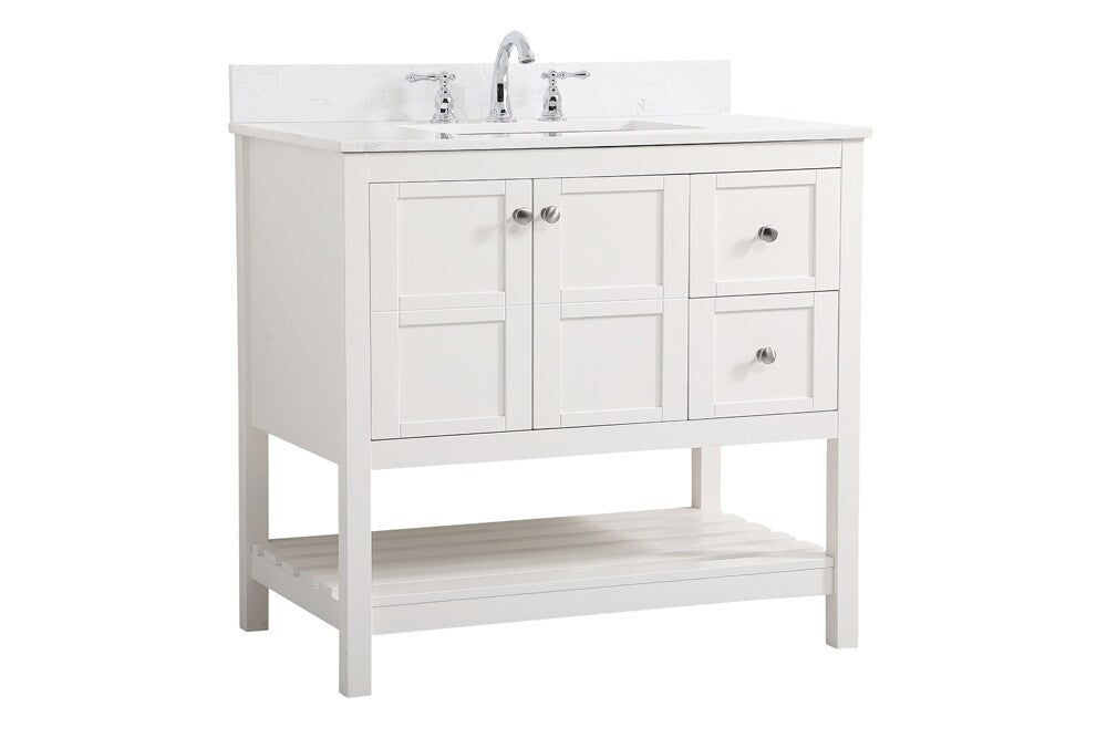 Elegant Furniture & Lighting - Theo 36 inch Single Bathroom Vanity in White with Backsplash - VF16436WH-BS veiw 13