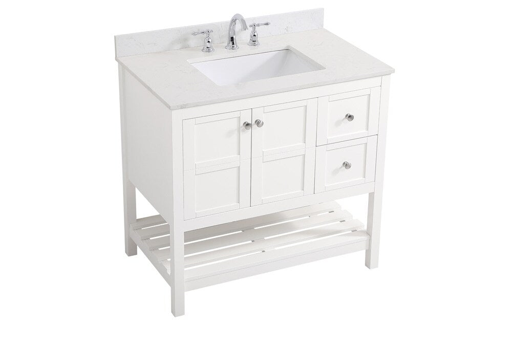 Elegant Furniture & Lighting - Theo 36 inch Single Bathroom Vanity in White with Backsplash - VF16436WH-BS veiw 14