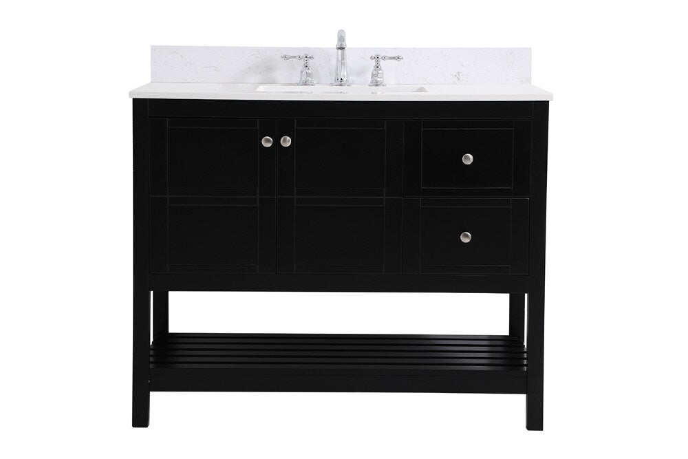 Elegant Furniture & Lighting - Theo 42 inch Single Bathroom Vanity in Black with Backsplash - VF16442BK-BS veiw 1