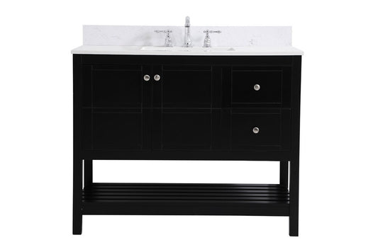 Elegant Furniture & Lighting - Theo 42 inch Single Bathroom Vanity in Black with Backsplash - VF16442BK-BS veiw 1
