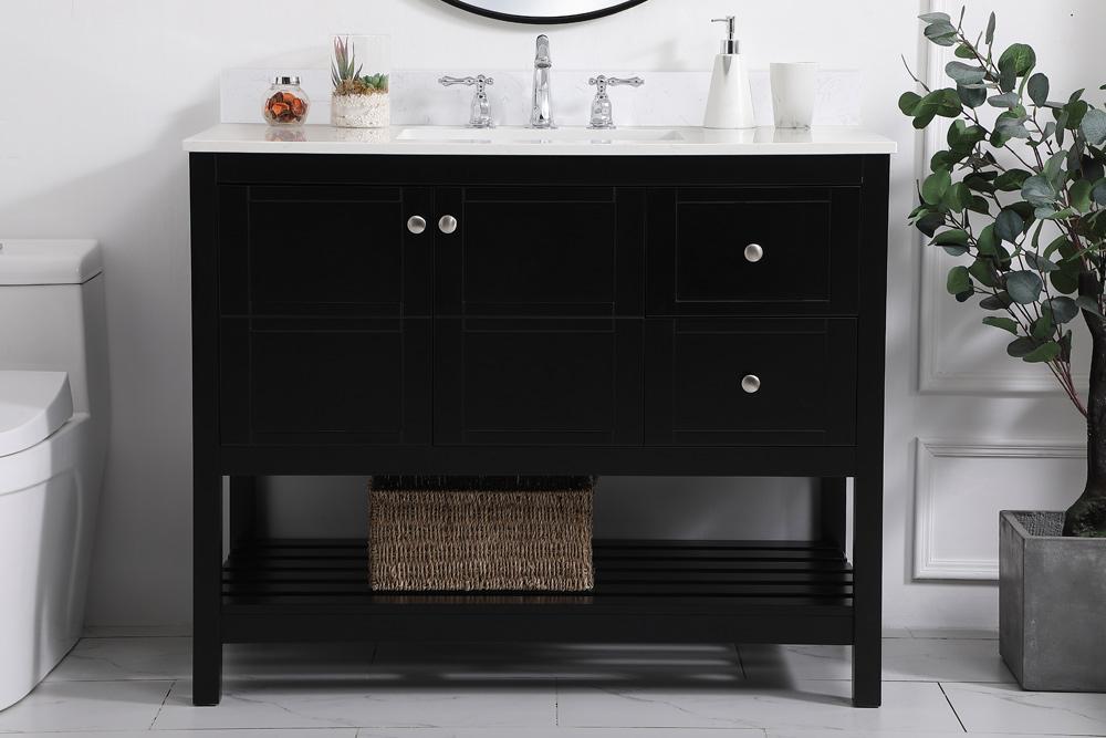 Elegant Furniture & Lighting - Theo 42 inch Single Bathroom Vanity in Black with Backsplash - VF16442BK-BS veiw 2