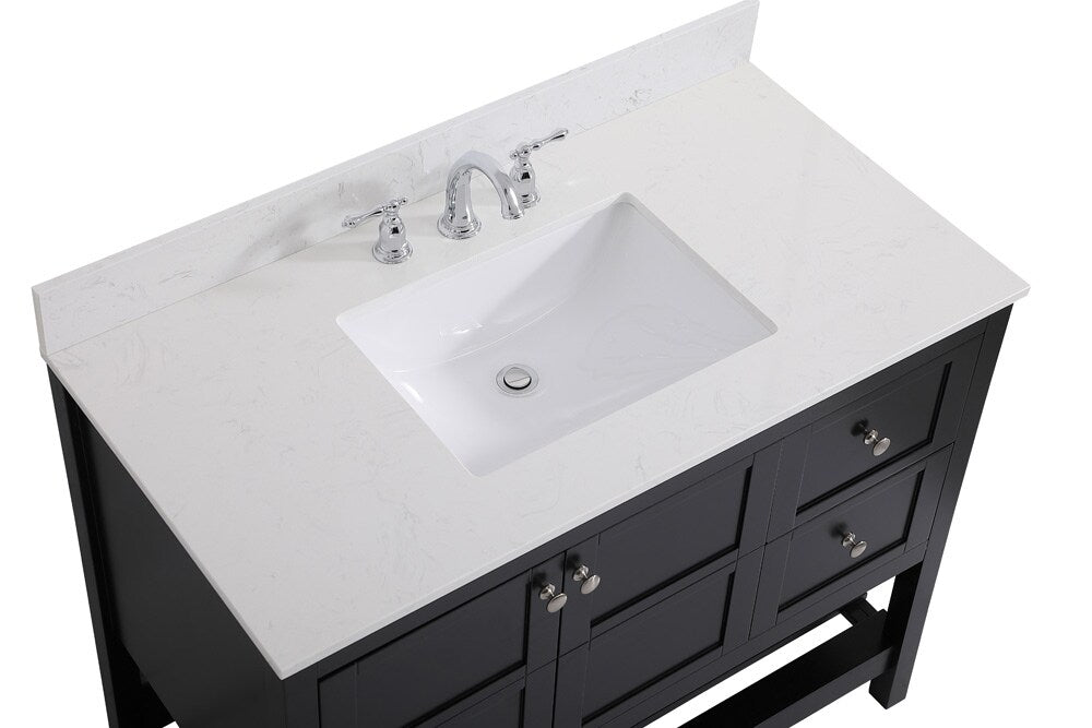 Elegant Furniture & Lighting - Theo 42 inch Single Bathroom Vanity in Black with Backsplash - VF16442BK-BS veiw 3