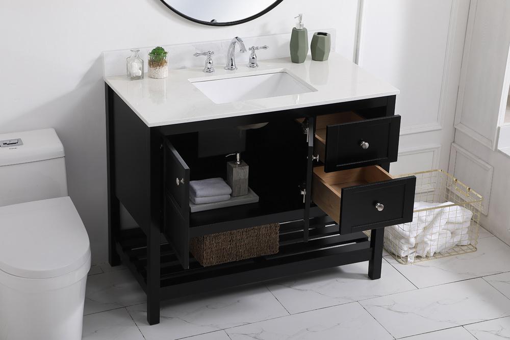 Elegant Furniture & Lighting - Theo 42 inch Single Bathroom Vanity in Black with Backsplash - VF16442BK-BS veiw 9