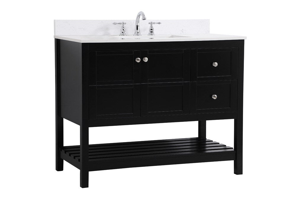 Elegant Furniture & Lighting - Theo 42 inch Single Bathroom Vanity in Black with Backsplash - VF16442BK-BS veiw 13