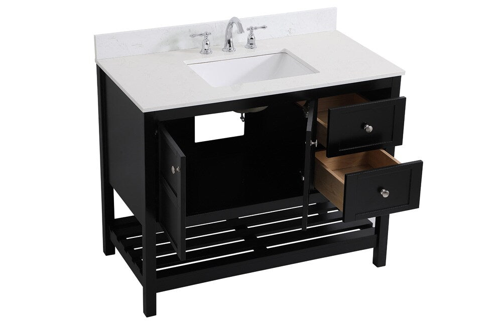 Elegant Furniture & Lighting - Theo 42 inch Single Bathroom Vanity in Black with Backsplash - VF16442BK-BS veiw 15