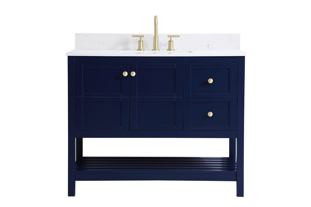 Elegant Furniture & Lighting - Theo 42 inch Single Bathroom Vanity in Blue with Backsplash - VF16442BL-BS veiw 1