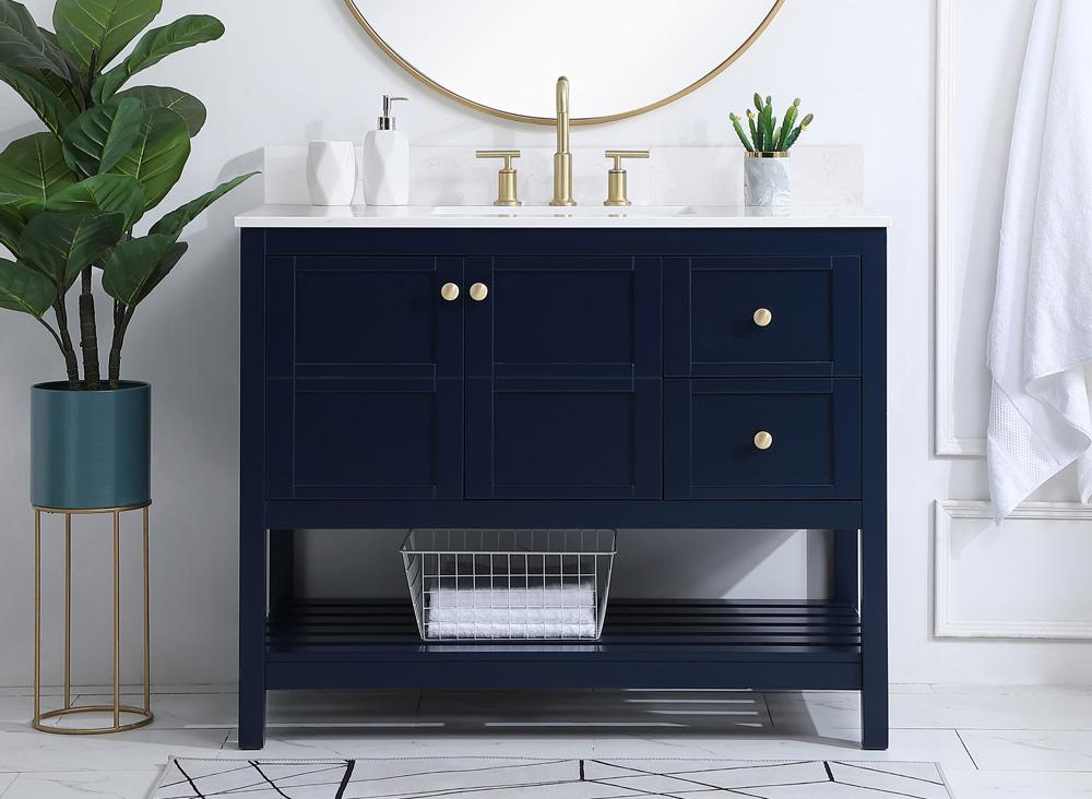 Elegant Furniture & Lighting - Theo 42 inch Single Bathroom Vanity in Blue with Backsplash - VF16442BL-BS veiw 2