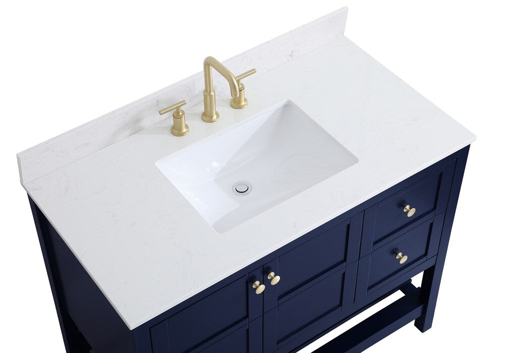 Elegant Furniture & Lighting - Theo 42 inch Single Bathroom Vanity in Blue with Backsplash - VF16442BL-BS veiw 4