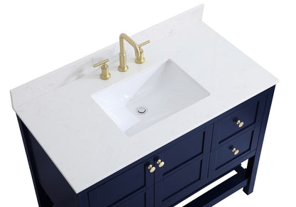 Elegant Furniture & Lighting - Theo 42 inch Single Bathroom Vanity in Blue with Backsplash - VF16442BL-BS veiw 4