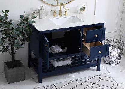 Elegant Furniture & Lighting - Theo 42 inch Single Bathroom Vanity in Blue with Backsplash - VF16442BL-BS veiw 9