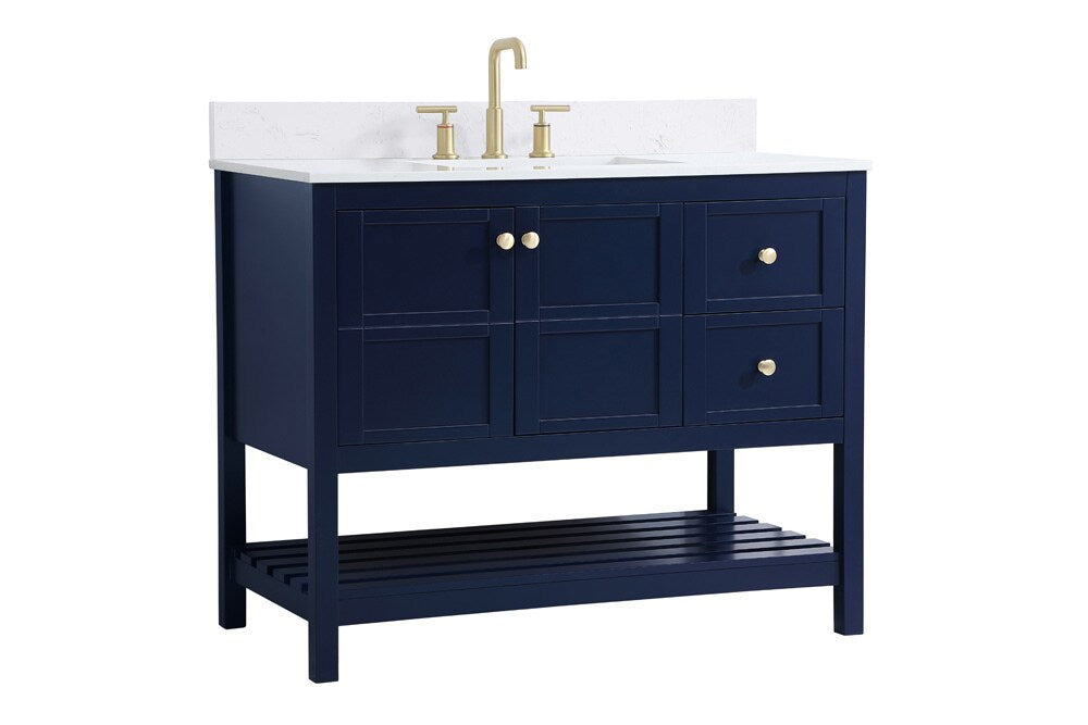 Elegant Furniture & Lighting - Theo 42 inch Single Bathroom Vanity in Blue with Backsplash - VF16442BL-BS veiw 13