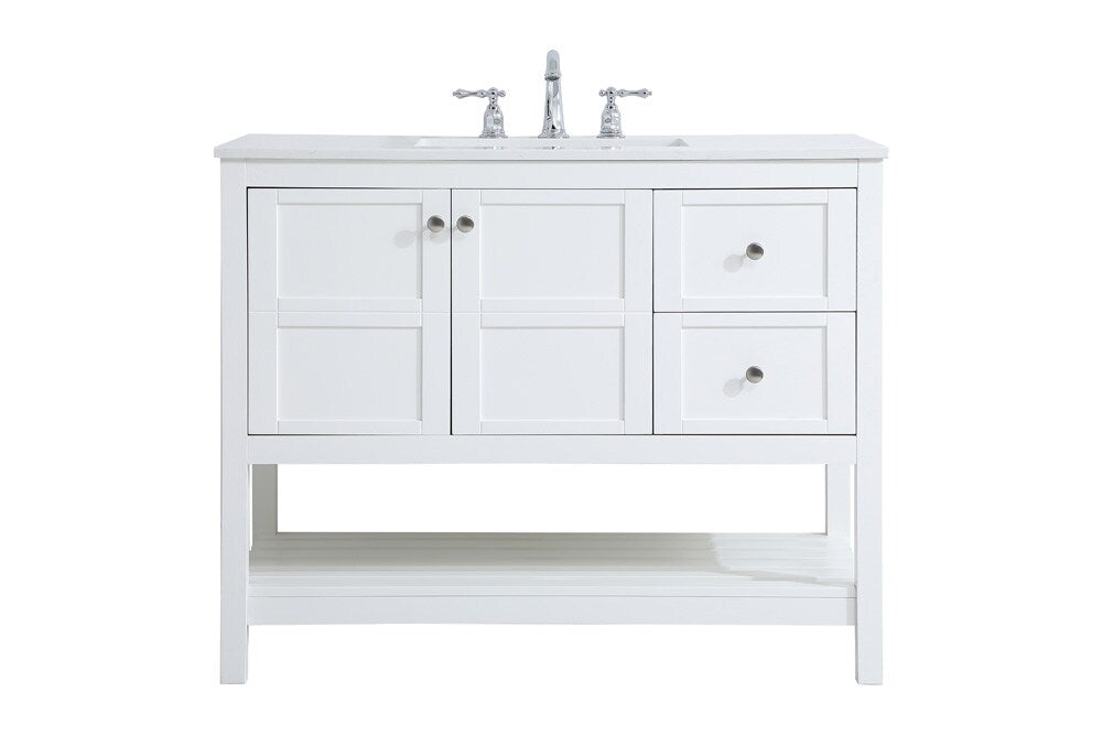 Elegant Furniture & Lighting - Theo 42 inch Single Bathroom Vanity in White - VF16442WH veiw 1