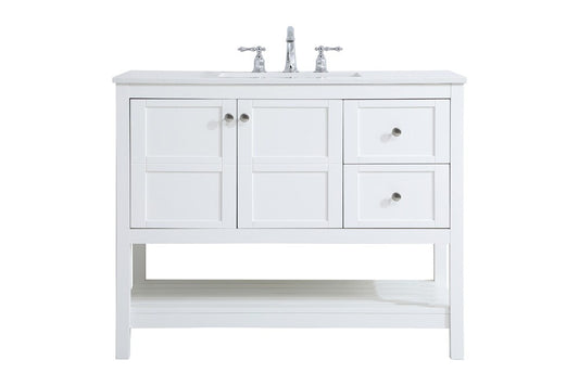 Elegant Furniture & Lighting - Theo 42 inch Single Bathroom Vanity in White - VF16442WH veiw 1
