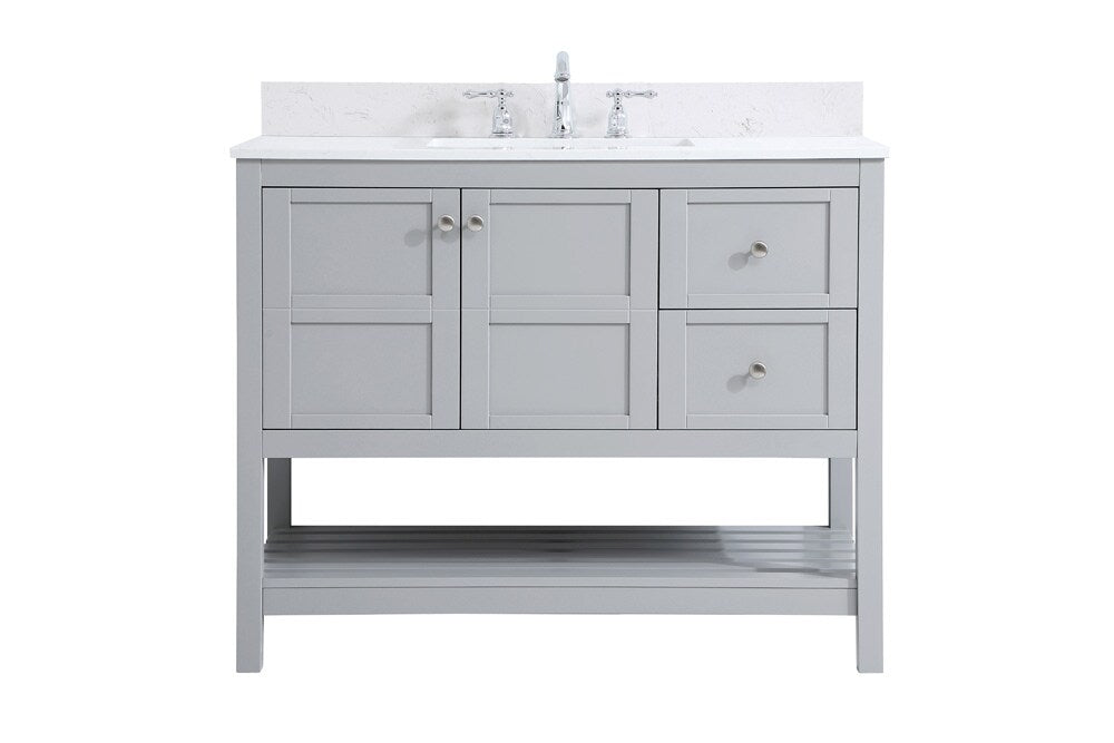 Elegant Furniture & Lighting - Theo 42 inch Single Bathroom Vanity in Gray with Backsplash - VF16442GR-BS veiw 1