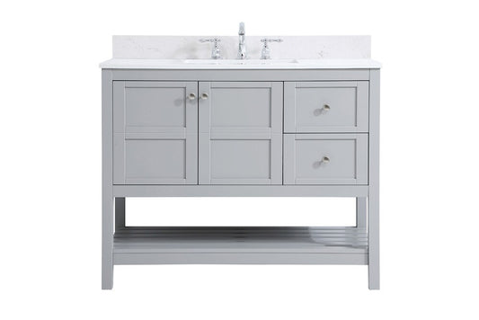 Elegant Furniture & Lighting - Theo 42 inch Single Bathroom Vanity in Gray with Backsplash - VF16442GR-BS veiw 1
