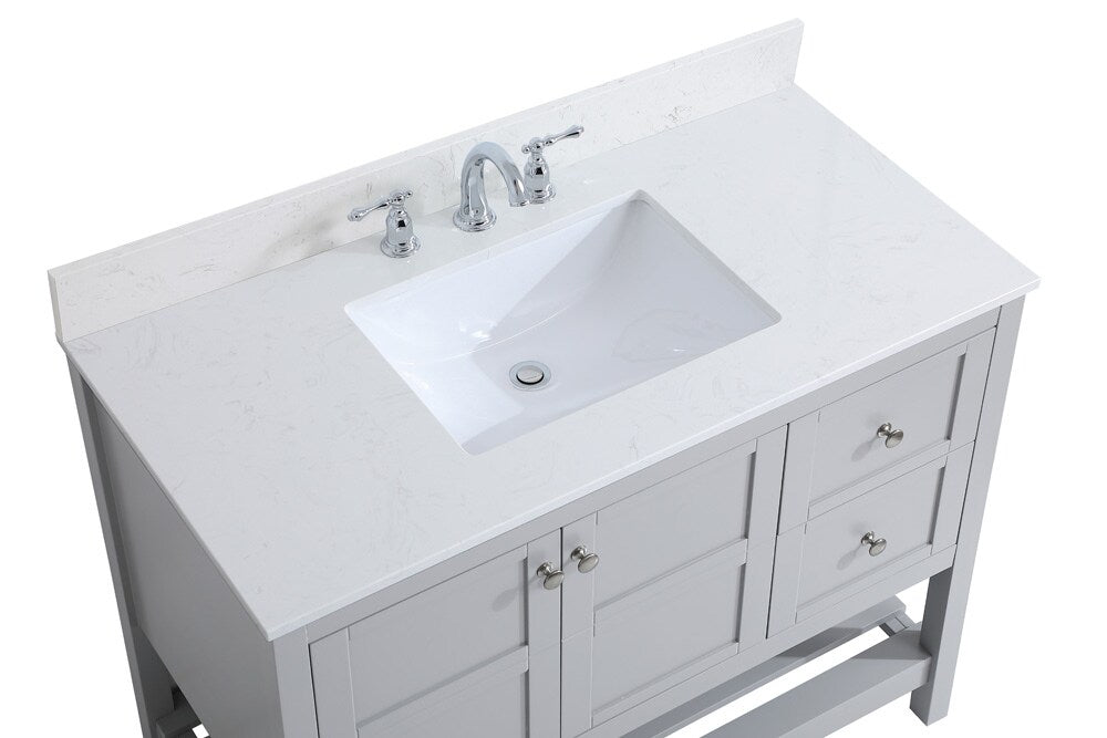Elegant Furniture & Lighting - Theo 42 inch Single Bathroom Vanity in Gray with Backsplash - VF16442GR-BS veiw 3