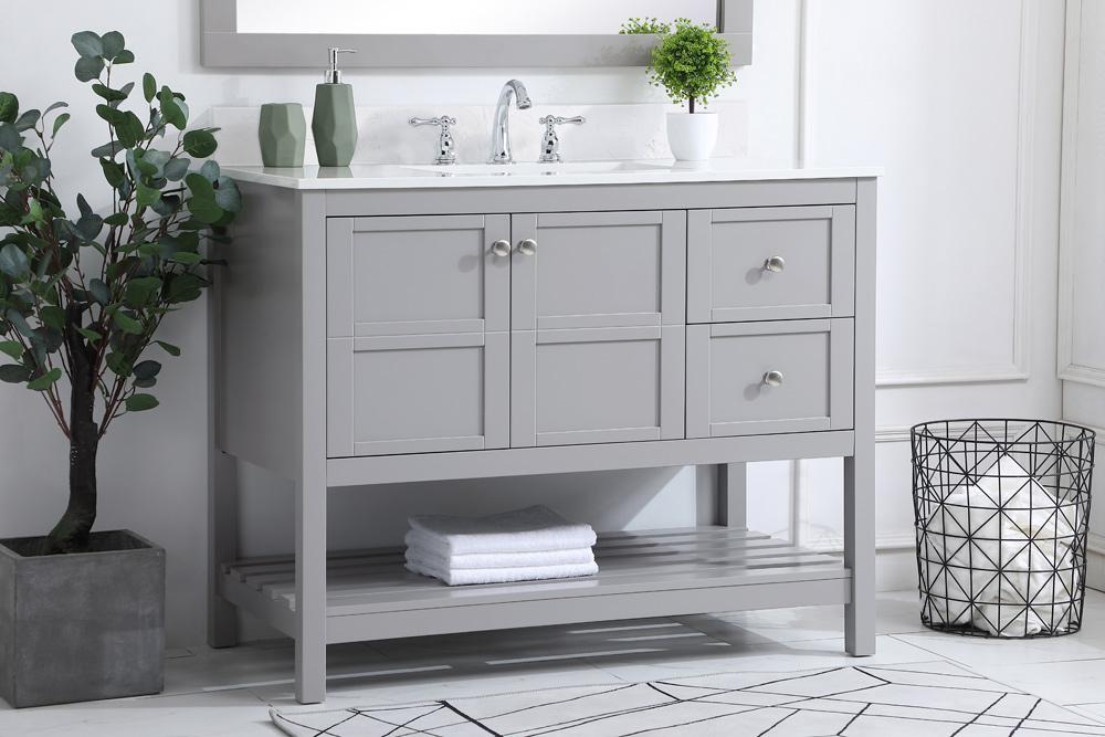 Elegant Furniture & Lighting - Theo 42 inch Single Bathroom Vanity in Gray with Backsplash - VF16442GR-BS veiw 8