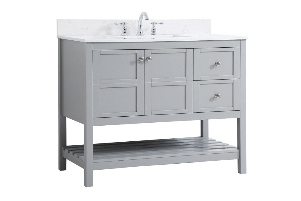 Elegant Furniture & Lighting - Theo 42 inch Single Bathroom Vanity in Gray with Backsplash - VF16442GR-BS veiw 13